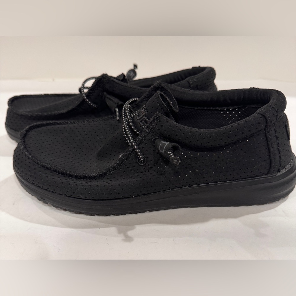 Hey Dude Wally Youth Perforated Shoes in Black